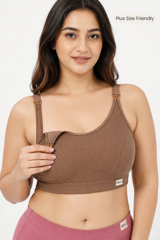 Riva Fine-Rib Cotton Feeding Bra - Mocha