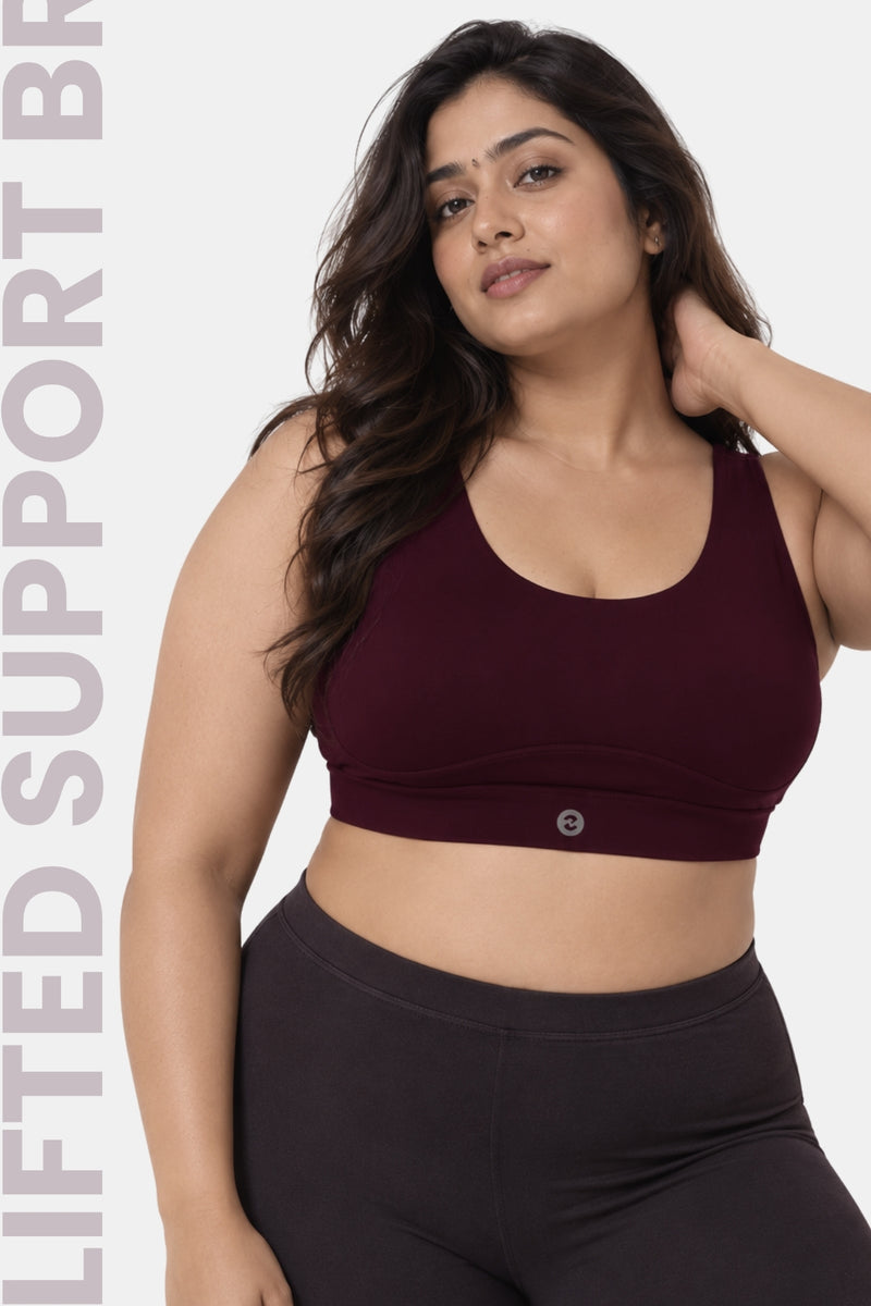 Sculpt & Lift Cotton Sports Bra - Wine