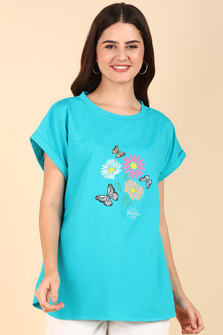 Light Sea Green 100% Soft Cotton Zipless Maternity Feeding Top