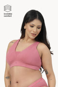 SecureFit Cotton Fixed-Pad Bra - Mauve Rose