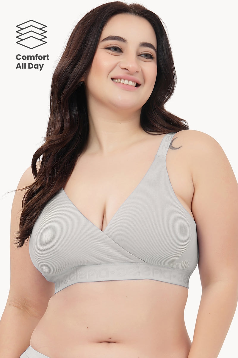 Zena Fine-Rib Bra - Grey Melange