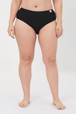 Riva Fine Rib Bra & Mid Rise Panty Set - Black