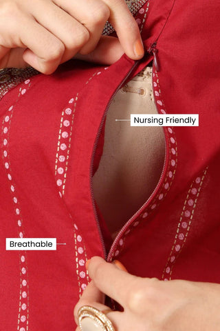 High-quality image of the Cotton texture and finish of the Ruby Essence Mirror Suit Set.