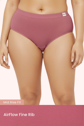 Sera Fine Rib Mid Rise Hipster - Blush