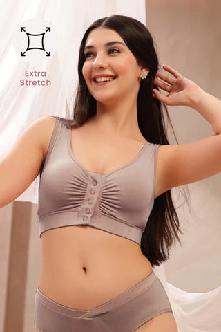 Ruched Modal Front-Open Bra - Woodrose