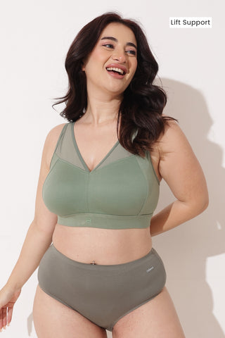 Sculpt & Lift Powermesh Bra - Sage Green