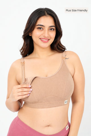 Riva Fine-Rib Cotton Feeding Bra - Skin