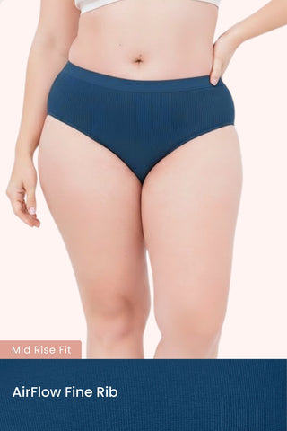 Sera Fine Rib Mid Rise Hipster - Airforce