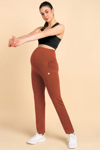 247 Zactive™ Rust High Waist Trousers (Pregnancy & Postpartum)