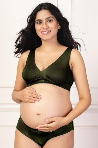 247 Army Green Modal Padded Maternity Feeding Bra