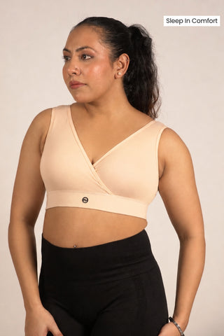 EasyMove non-padded Cotton Yoga Bra - Nude Almond