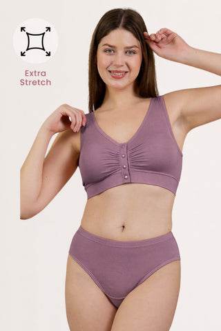 Ruched Modal Front-Open Bra - Lilac