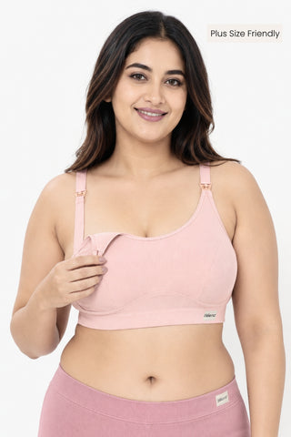 Riva Fine-Rib Cotton Feeding Bra - Rose Gold