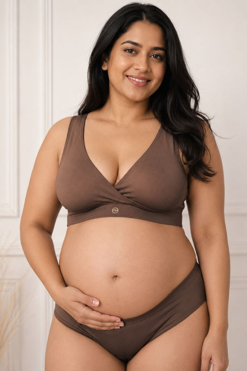 247 (Upgraded) Brown Modal Padded Maternity Feeding Bra