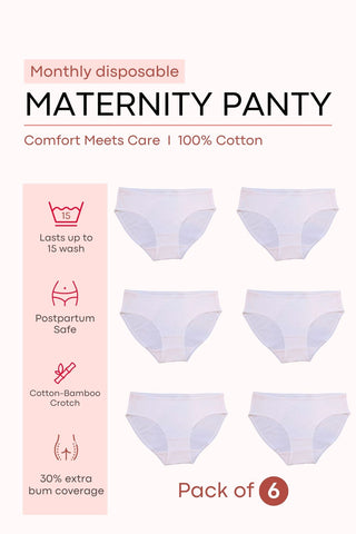 Monthly Disposable White Maternity Panty (Pack of 6)