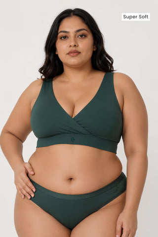 247 (Upgraded) Modal Padded Maternity Feeding Bra - Hunter Green