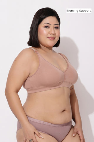 Lira Ribbed Cotton Nursing Padded Bra - Caramel