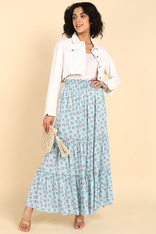 Romantic Print Skirt; lightweight fabric provides breathability for daily comfort.