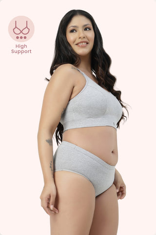 SecureFit Cotton Non-Padded Feeding Bra - Grey Melange