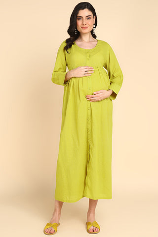 Lime Katha 100% Cotton Zipless Maternity Maxi with Pockets