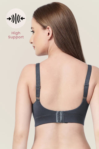 Steel Grey Bra Back; hook-and-eye back closure allows customized fit and stability.