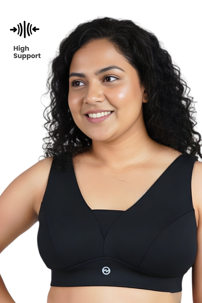 Fixed Padded Modal Maternity Bra with Support - Black