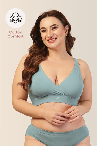 247 Extra Support Cotton Feeding Bra with Adjuster - Mint