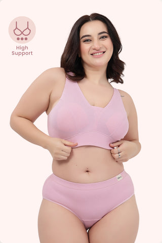 Sera Fine-Rib Bra - Pink