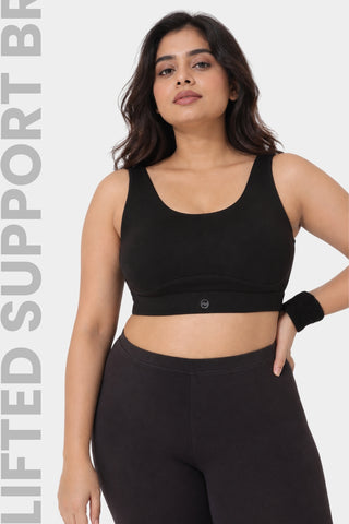 Sculpt & Lift Cotton Sports Bra - Black