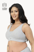 SecureFit Cotton Fixed-Pad Bra - Grey Melange