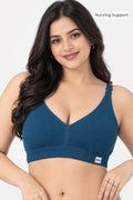 Lira Ribbed Cotton Nursing Padded Bra - Airforce