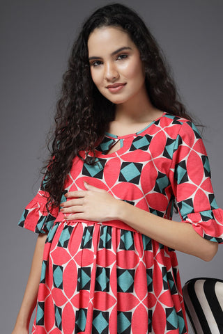 Geometric Grace Maternity Feeding Dress