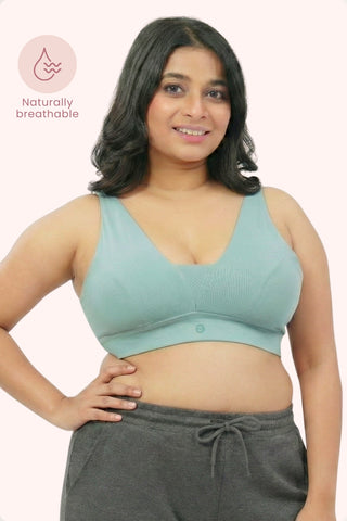 SecureFit Cotton Fixed-Pad Feeding Bra - Mint