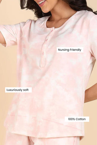 Rainbow Pink 100% Soft Cotton Zipless Maternity Feeding Top