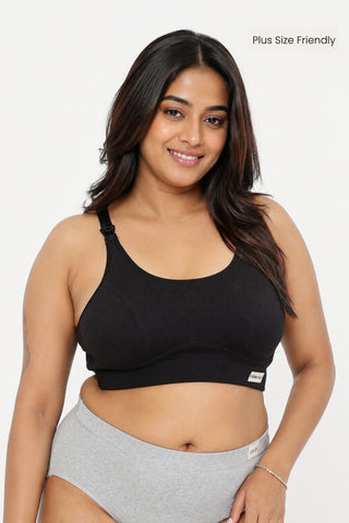 Riva Fine-Rib Cotton Feeding Bra - Black