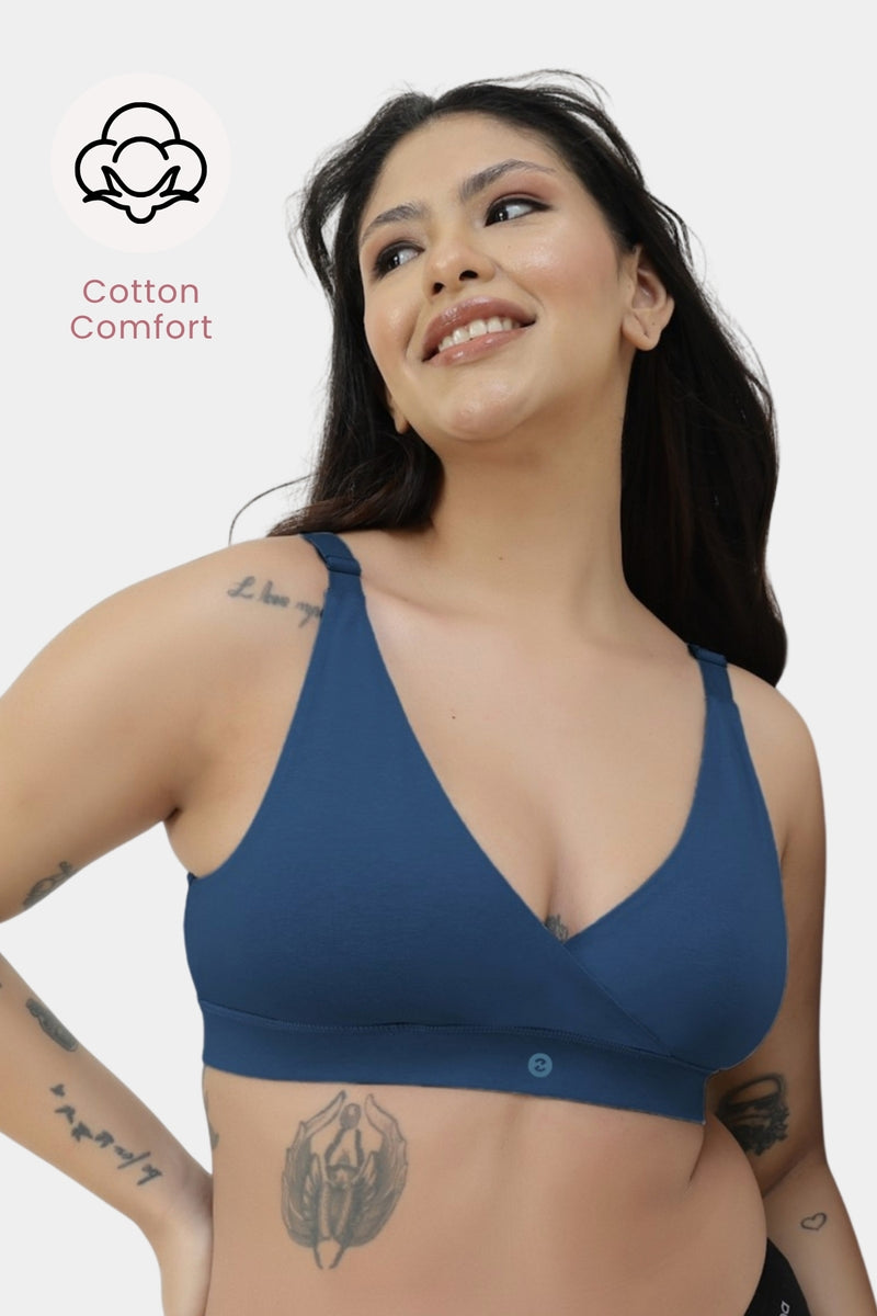 247 Extra Support Cotton Feeding Bra with Adjuster - Airforce