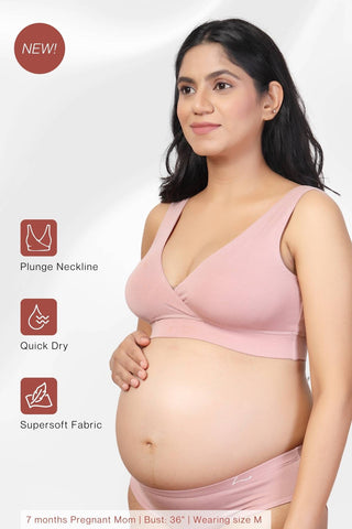 Blush Pink Maternity Bra: Soft, breathable modal fabric moves with the body.