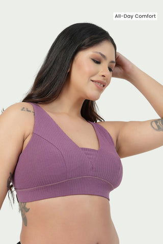 Natural Shape Wide Rib Bra - Purple