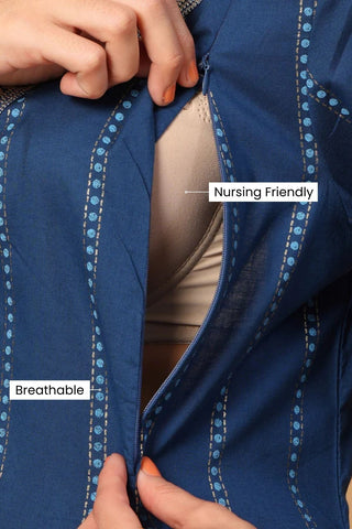 High-quality image of the Cotton texture and finish of the Azure Blue Essence Suit Set.