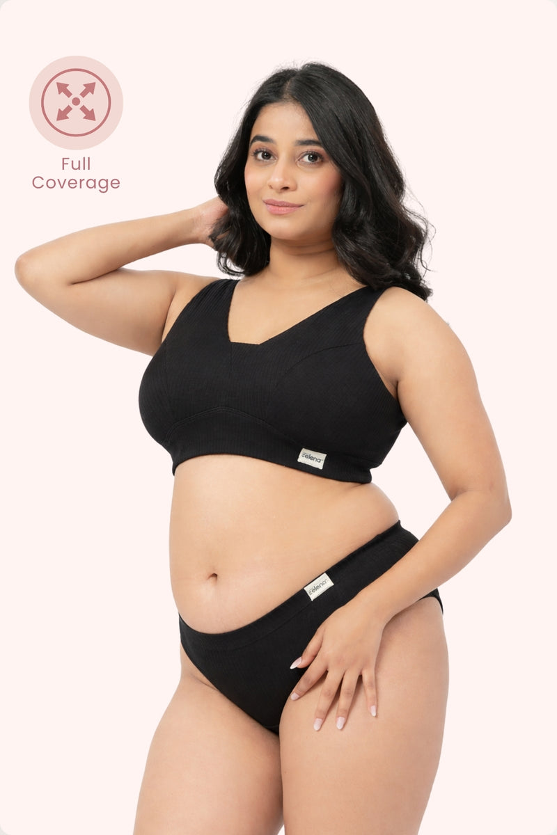 Sera Broad-Rib Bra - Black