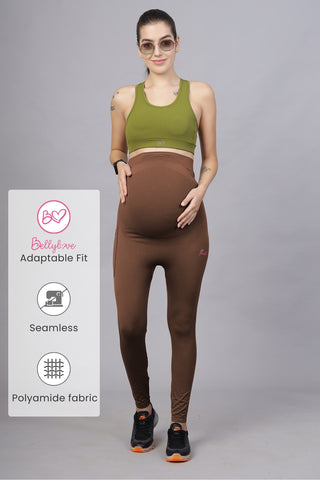 Seamless Adaptable Bump Support Brown Maternity Legging