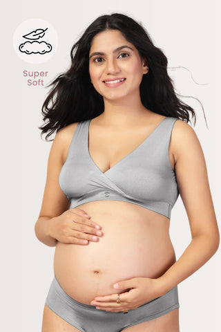 247 Silver Grey Modal Padded Maternity Feeding Bra