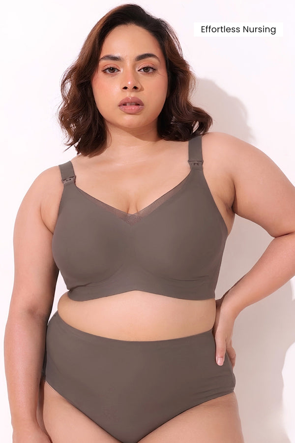 Sculpt & Lift Powermesh Nursing Bra - Chrome