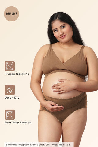 247 Extra Support Cotton Feeding Bra with Adjuster - Brown