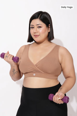 EasyMove non-padded Cotton Yoga Bra - Honey