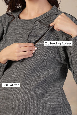 Ruffled Grey Maternity Pregnancy & Nursing Co-ord Set