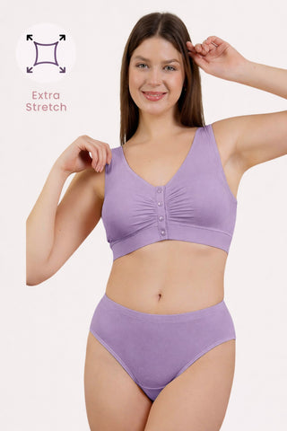 Ruched Modal Front-Open Bra - Lilac