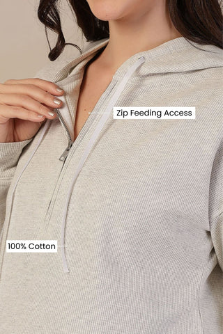 Off White Solid Maternity Pregnancy & Feeding Lounge Set
