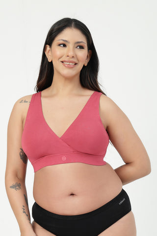 247 (Upgraded) Modal Padded Maternity Feeding Bra - Red