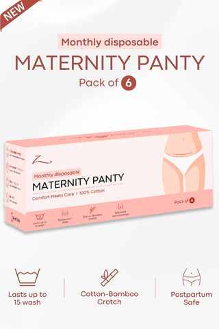 Monthly Disposable White Maternity Panties (Pack of 6)